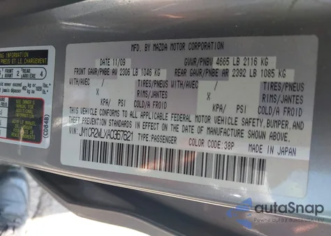 2010 Mazda Mazda5 Sport z USA, uszkodzony, nr VIN JM1CR2WLXA0367621